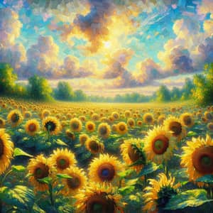 Impressionist Sunflower Field Painting: Capturing Nature's Beauty