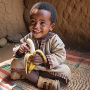 Young Ethiopian Boy Eating Ripe Banana | Rural Lifestyle