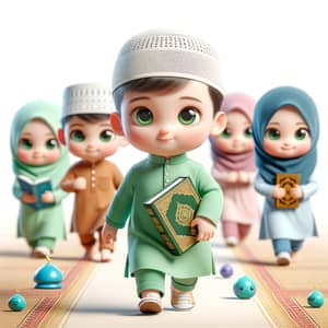 Cute Baby in Green Dress Heading to Mosque | 3D Animation