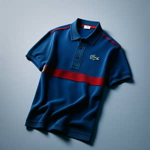 Blue Polo Shirt with Red Stripe & Crocodile Logo | Casual Wear