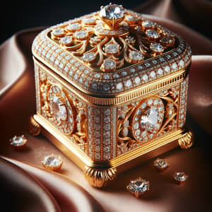 Luxurious Gold Jeweled Box with Precious Diamonds