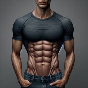Lean Man in Running Shirt and Jeans Portrait