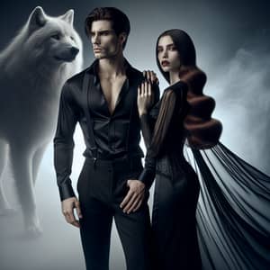 Stunning Vampire Couple in Ethereal Moment | Dark Fantasy Photo