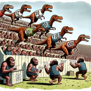 6 T-Rexes Horse Race: Funny Sprinting Dinos in Bibs