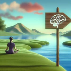 Tranquil Landscape Promoting Mental Wellbeing | Neuroscience Symbols
