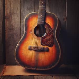 Vintage Acoustic Guitar with Sun-Burst Finish