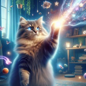 Magical Cat: Shimmering Fur and Glowing Eyes
