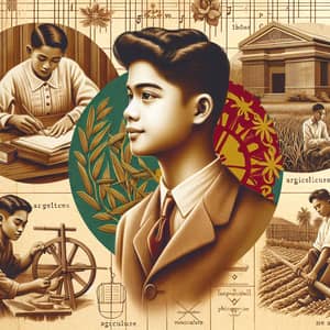 Young Filipino Student: Artist, Agriculture & Medicine in Vintage Philippines