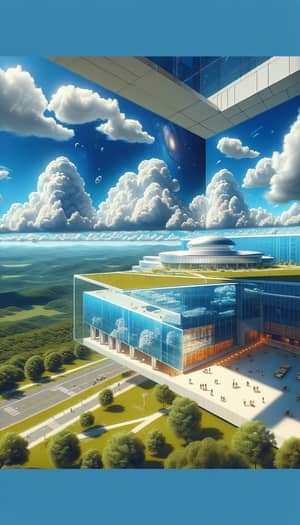 Blue Sky with Fluffy Clouds and Space Academy | Innovative Cosmos Study