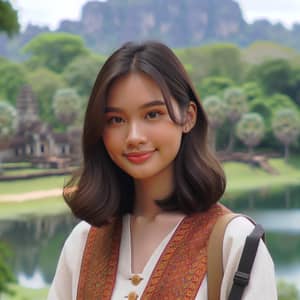 18-Year-Old Cambodian Girl in Traditional Khmer Clothing