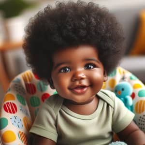 Adorable Black Baby Boy with Curly Afro | Bright Baby Photography