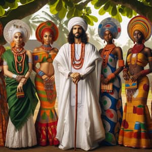 Yoruba Cultural Diversity: Man & Four Women in Traditional Attires
