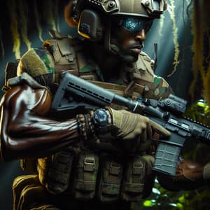 Skilled Ethiopian Commando in Jungle | Tactical Gear & Stealth Expertise