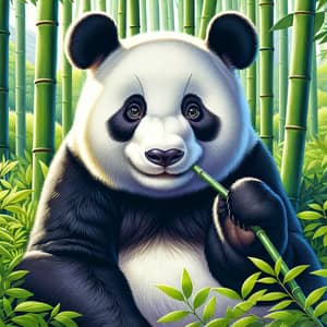 Detailed Image of Panda in Verdant Bamboo Forest