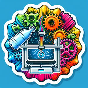 Vibrant Sticker: Plastic Bottle Recycling, 3D Printing & Gears