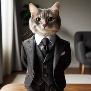 Sophisticated Feline in Tailored Suit | Elegant Cat Attire