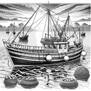 Detailed Fishing Boat Coloring Page