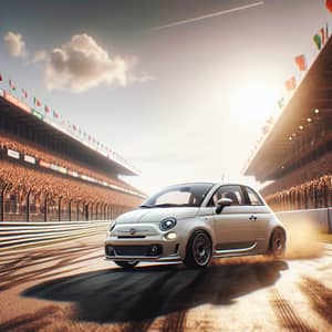 White Fiat 500 Racing on Track | Exciting Car Speed Scene