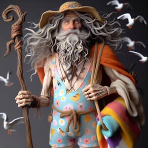 Radagast Beach Outfit - Fantasy Wizard in Swimsuit & Sun Hat