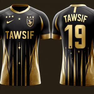 Black and Gold Soccer Uniform Design for Tawsif