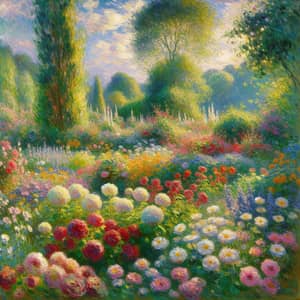 Impressionist Style Landscape with Vivid Flowers | Art Inspired by Monet