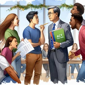 Diverse Student-Parent-School Counselor Interaction Illustration