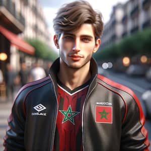 Stylish Young Man in Moroccan Soccer Team Jersey