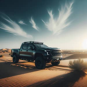 Black Pickup Truck in Arid Desert