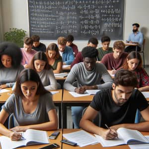 Diverse Students Taking Mid-Semester Exams | Classroom Scene