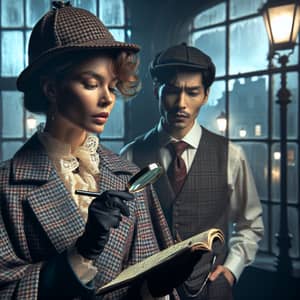 Vintage British Detective in Victorian London Scene