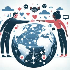 Social Connection Illustration: Bridge of Friendship and Cooperation
