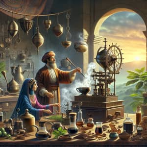 Inventive Coffee Brewing Scene: 15th Century Middle-Eastern and South-Asian Collaboration