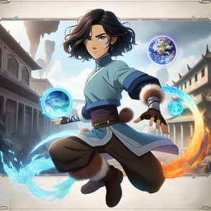 Young South Asian Martial Artist Avatar Korra in Earth-based Fantasy Universe
