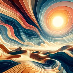 Abstract Desert Landscape Art - Vibrant Shapes & Colors