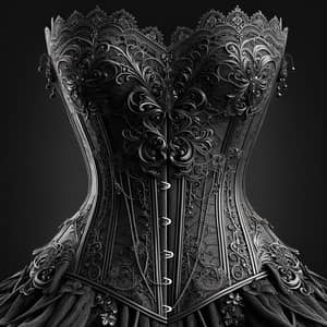 Opulent Black Lace Corset | Victorian Style Elegance