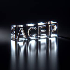 Elegant Crystal 'Acnep' Word Displayed on Black Background