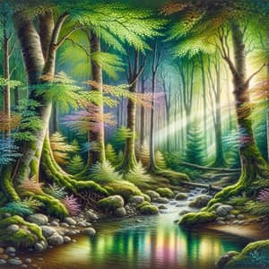 Enchanting Mystical Forest Watercolor Painting