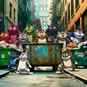Colorful Cartoon Cats Strolling Urban Streets | Adorable Characters