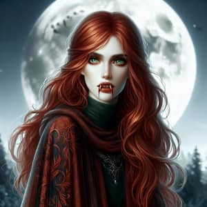 Fantasy Art Character with Fiery-Red Hair and Green Eyes