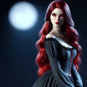Mysterious Vampire Woman in High Fantasy Attire | Supernatural Transformation