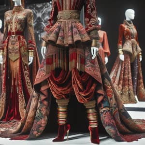 Fashion Designer's Striking Outfit with Intricate Patterns and Textures