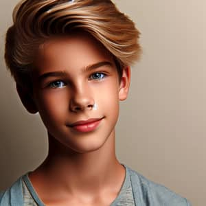 Handsome 13-Year-Old Boy with Modern Blond Hair