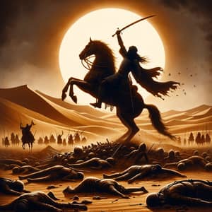 Victorious Muslim Warrior in Pre-Islamic Desert Battle Scene