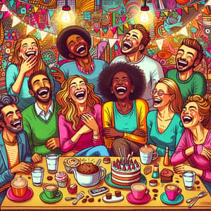 Diverse Group Laughter at Café - Pure Joyful Scene