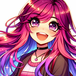 Anime-Style Teenage Girl with Vibrant Hair | Trendy Outfit