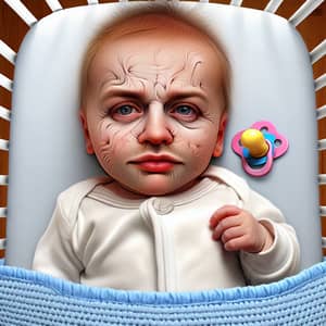 Animated Caricature of Experiment 151: Newborn Baby Sleeping in Crib