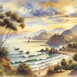 Stunning Watercolor Landscape of Peruvian North Coast