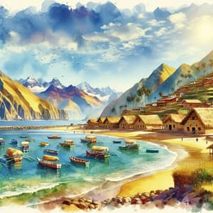 Watercolor Landscape of Peru's North Coast