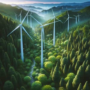 Wind Energy Farm in Dense Forest - Sustainable Energy Solution