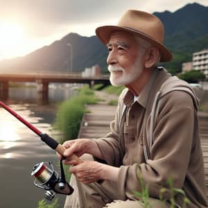 Elderly Person Fishing | Tranquil Scene by the Water